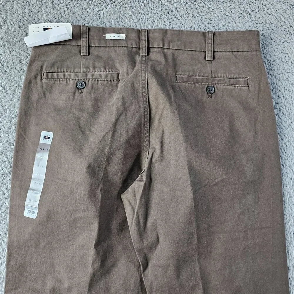 Joseph Abboud Pants 32x33 Khaki Brown Chino Comfort Stretch Preppy Casual NWT